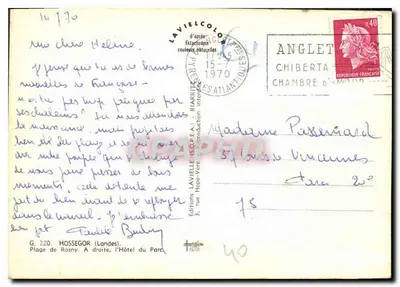 Hossegor — Praia de Rosny — Edições Lavielle — Verso