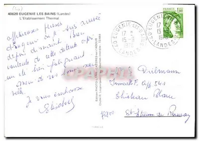 Zakład termalny w Eugénie-les-Bains — Landes — Wydawnictwo Photo-Land Cazères-sur-l'Adour — Rewers
