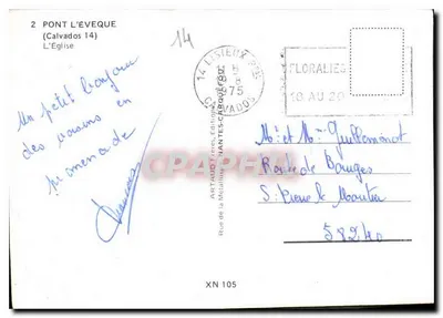 Ponte do Bispo — A Igreja — Edição Artaud Frères, n° XN 105 — Verso