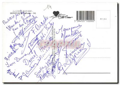 Honfleur — Vista geral, porto, docas e igreja — Bilhete postal antigo D'ADTIL — Verso
