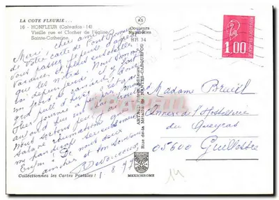 Stara ulica i wieża kościoła św. Katarzyny — Honfleur (Calvados) — Artaud Frères, Nantes — Rewers