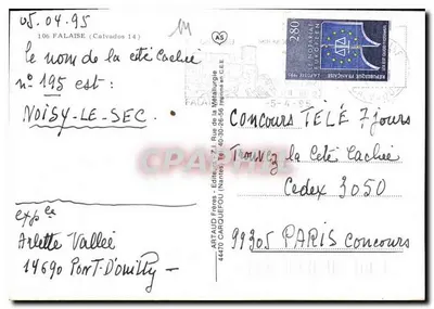 Falaise — História e castelo — Artaud Frères, Nantes — Verso