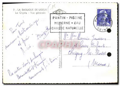 Bazylika w Lisieux — Krypta — Widok ogólny — Pantin-Piscine Moderne - Eau Chaude Naturelle — Rewers
