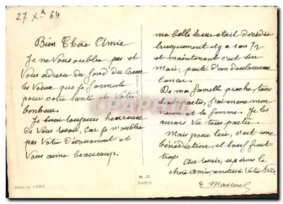Rosas amarelas e púrpura — editor M.D. Paris, série n° 7460 — Verso