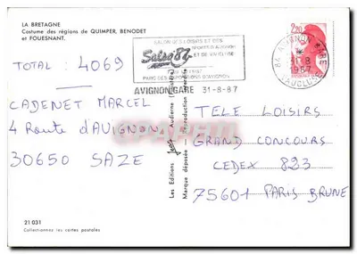 Dziecko w stroju bretońskim — Quimper, Benodet, Fouesnant — wydawca Jean — Rewers