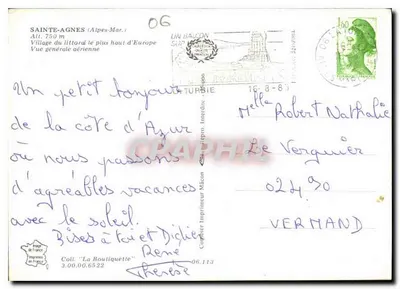 Sainte-Agnes (Alpes-Maritimes) — Algemene luchtfoto — Uitgever Mâcon — Achterkant
