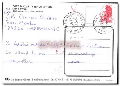 São Paulo - Costa Azul — vista do vilarejo com lavanda — Les Editions Gilletta, n° 472 — Verso