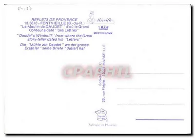 O Moulin de Daudet em Fontvieille — Provence — Editor IRIS, n° 13.38/8 — Verso