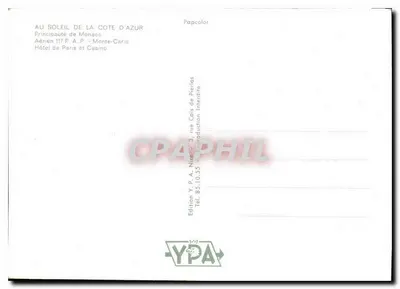 Hotel de Paris en Casino — Monte-Carlo — Uitgave Y.P.A. Nice — Achterkant