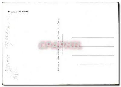 Monte-Carlo Beach — Cannes — Éditions Y. KERAMBRUN — Verso