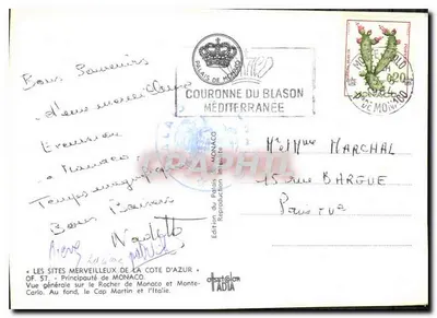 मोनाको के रॉक और इटली की व्यापक दृश्य — मोनाको के पैलेस के संस्करण, OF. 57 — पीछे