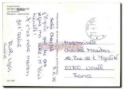 Widok z lotu nad Büttilikon — Szwajcaria — wydawca Jos. Sax-Koch — Rewers