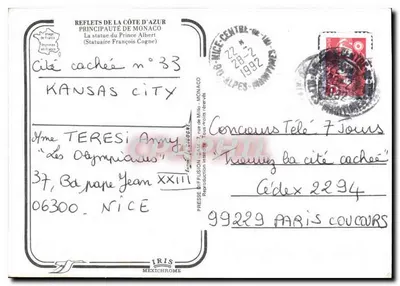 Beeld van Prins Albert — Monaco — uitgever IRIS MEXICHROME, serie n°33 — Achterkant