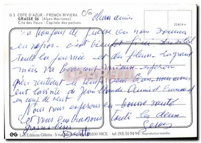 Grasse — Cidade das flores - Capital dos perfumes — Edições Gilletta — Verso