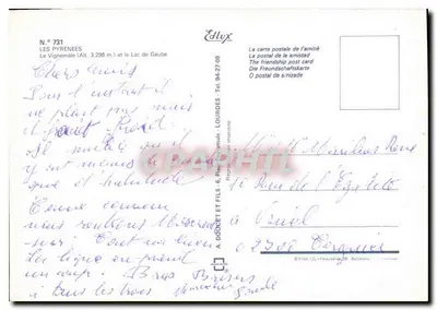 Pyrénées — Montagnes, lac et bouquetin — Éditeur: Edlux, n° 731 — Rewers