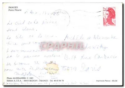 Porte Fleurie — Aix-en-Provence — Wydawnictwo A.J.E.A. - 84410 Bedoin - Francja — Rewers
