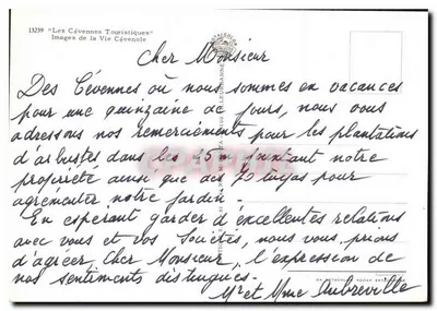 Les Cévennes — krajobrazy, wioska, pasterz, tkacz — wydawca Les Cévennes Touristiques, n° 13239 — Rewers