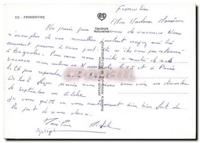 Fromentine — Statek « Vendée » i Bourrine — Wydawca Artaud Frères — Rewers