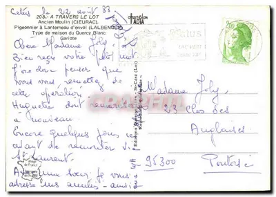 Através do Lot — Velho moinho em Lanterneau (Cieurac) — Éditions ADIA — Verso