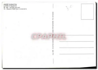 3 koty przy akwarium — André Duranton — Galeria Naïv'Art — Rewers