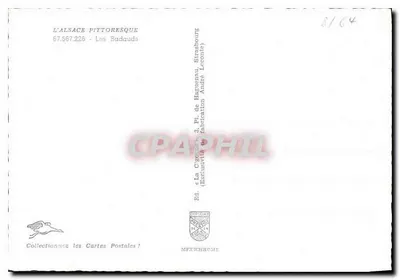 Trzech dzieci w tradycyjnych strojach — Alzacja — Wydawca L'Alsace Pittoresque, nr 67.567.226 — Rewers
