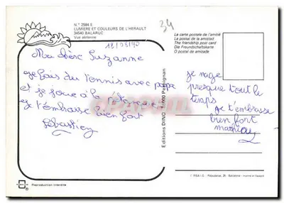 Balaruc les Bains — vista aérea — Edições DINO, n° 2584 E — Verso