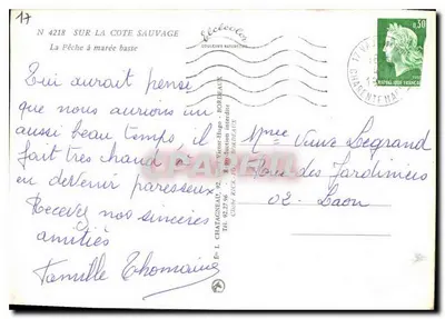 A Pescaria com maré baixa — Na Costa Selvagem — Editor L. Chataigneau, n° 4218 — Verso