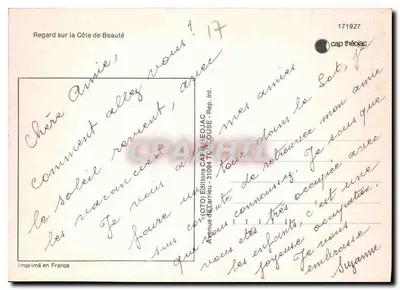 Visão da Costa da Beleza — vista panorâmica — Edições Cap Théojac, n° 171927 — Verso