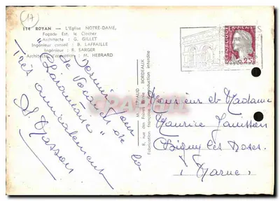 Kościół Najświętszej Maryi Panny w Royan — Façada Wschodnia — Wydawca M. Bériaud — Rewers