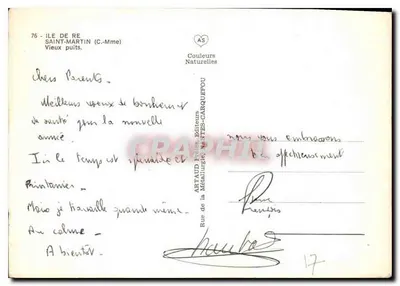Saint-Martin (Ilha de Ré) — Velho poço — Artaud Éditeurs, Nantes-Carquefou — Verso