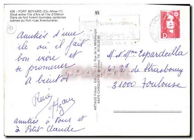 Fort Boyard — Castelo de Oléron — editor ARTAUD Frères, n°428 — Verso