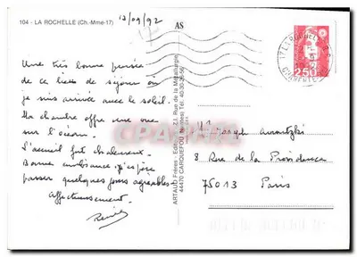 Wakacje w La Rochelle — widok portu i aktywności — Art Aub Frères, n°104 — Rewers