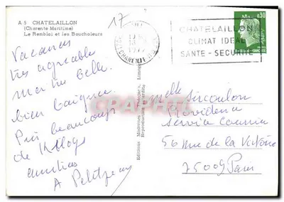 Chatelaillon — vista da praia, do cais e de um burro puxando — Edições Théodâc — Verso