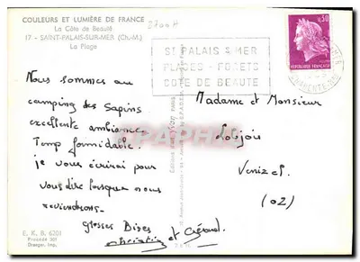 Plaża Saint-Palais-sur-Mer — widok z drzewostanu Sapins — Wydawnictwo Jean-Juand — Rewers