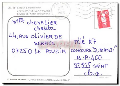 O porto e o hotel Richemond — Litoral Languedocien — edições de france — Verso