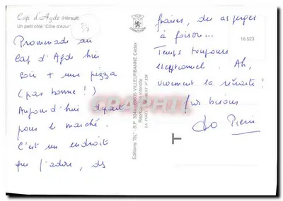 Cap d'Agde — vista do porto com palmeiras — Edições 'SL' B.P. 304 - 98605 VILLEURBANNE Cédex — Verso