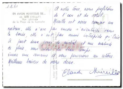 Praia da Corniche — Sète (Hérault) — Edição LAPIE — Verso