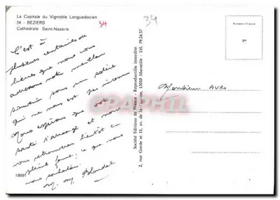 Katedra św. Nazareza — Béziers — Société Éditions de France — Rewers