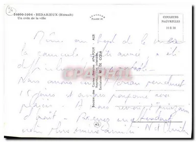 Bedarieux (Hérault) — Um canto da cidade — Sociedade das Cartas Postais APA-POUX - ALBI — Verso