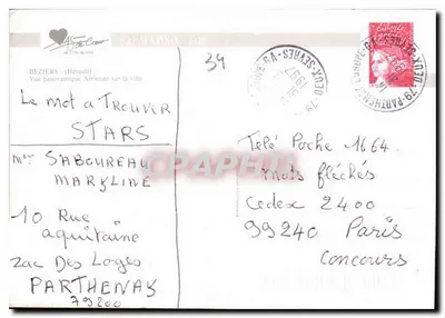 Beziers — Panoramiczny widok z lotu ptaka — Star Line — Rewers