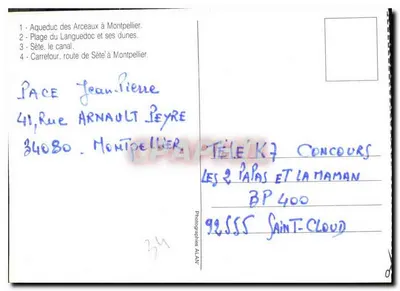 Aigueduc des Arceaux w Montpellier — Plaża Languedoc i jej nisze — Sète, kanał — Carrefour, droga z Sète do Montpellier — Rewers