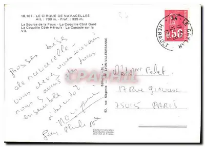 Cirque de Navacelles — Cévennes — Editor Lyon-Villeurbanne — Verso
