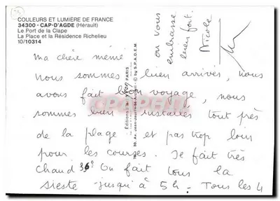 O Port da Clape e a Residência Richelieu — Cap d'Agde, Hérault — Edições Jean-Jaurès — Verso