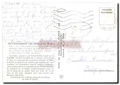 Góry Tarn — Pas de Souci — Société des Cartes Postales APA-POUX — Rewers