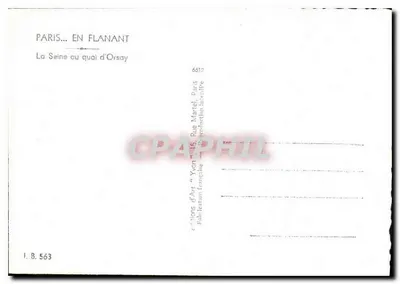 Paris... em passeio — A Seine no quai d'Orsay — edição Yvon, Paris — Verso