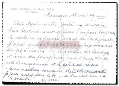 O Grande Canyão do Verdon — Carta turística ilustrada — Circuito Turístico do Grande Canyão do Verdon — Verso