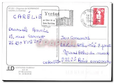 Chaumes de Normandie — Normandzkie krajobrazy — Wydawnictwo Dubray, nr PP 201 — Rewers