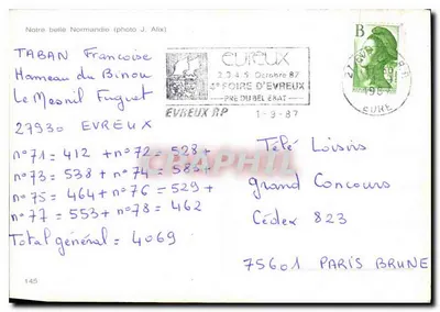 Pejzaż normandzki — wiejski kąt Binou — fot. J. Alix, nr 145 — Rewers