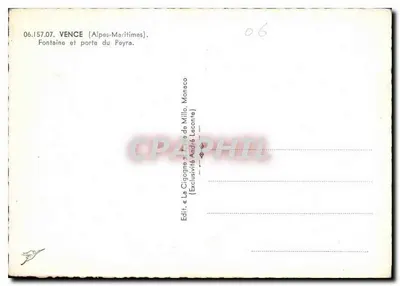 Fuente y puerta del Peyra — Vence (Alpes-Maritimes) — Ed. « La Cigogne » de Milo Leconte — Reverso