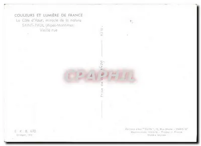 Saint-Paul (Alpes-Maritimes) — Velha rua — Edições de Arte YVON — Verso